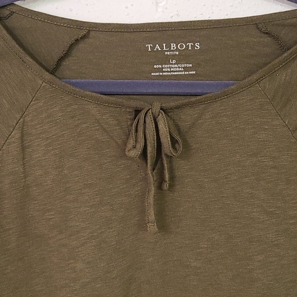 TALBOTS EMBROIDERY BROWN TOP SZ LARGE PETITE - Picture 4 of 5